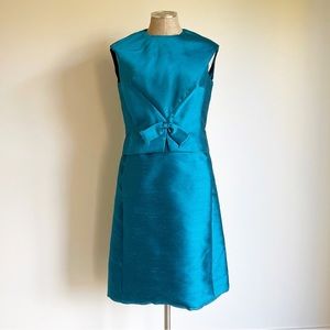 Vintage Blue Silk 2 Piece Dress Set